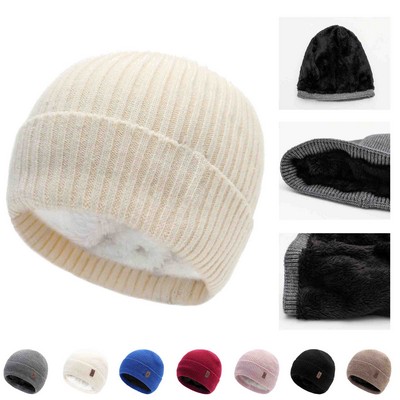 Winter Warm Earflap Hat Thick Fleece Lined Beanie With Ear Cover Stretchy Watch Skull Cap
