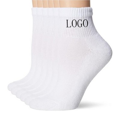 Solid Color Cotton Mid Calf Socks Black White For Men